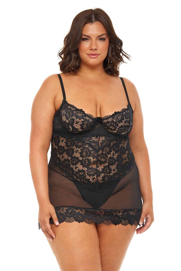 Page Sheer Lace Plus Size Babydoll
